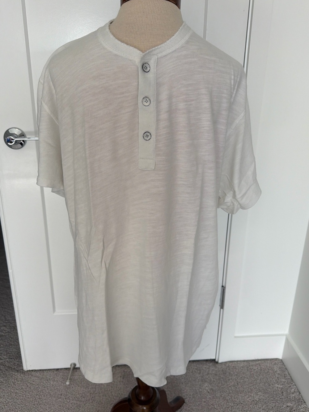 Rag & Bone Henley Short Sleeve T-Shirt  White Solid Button Men’s Size XL